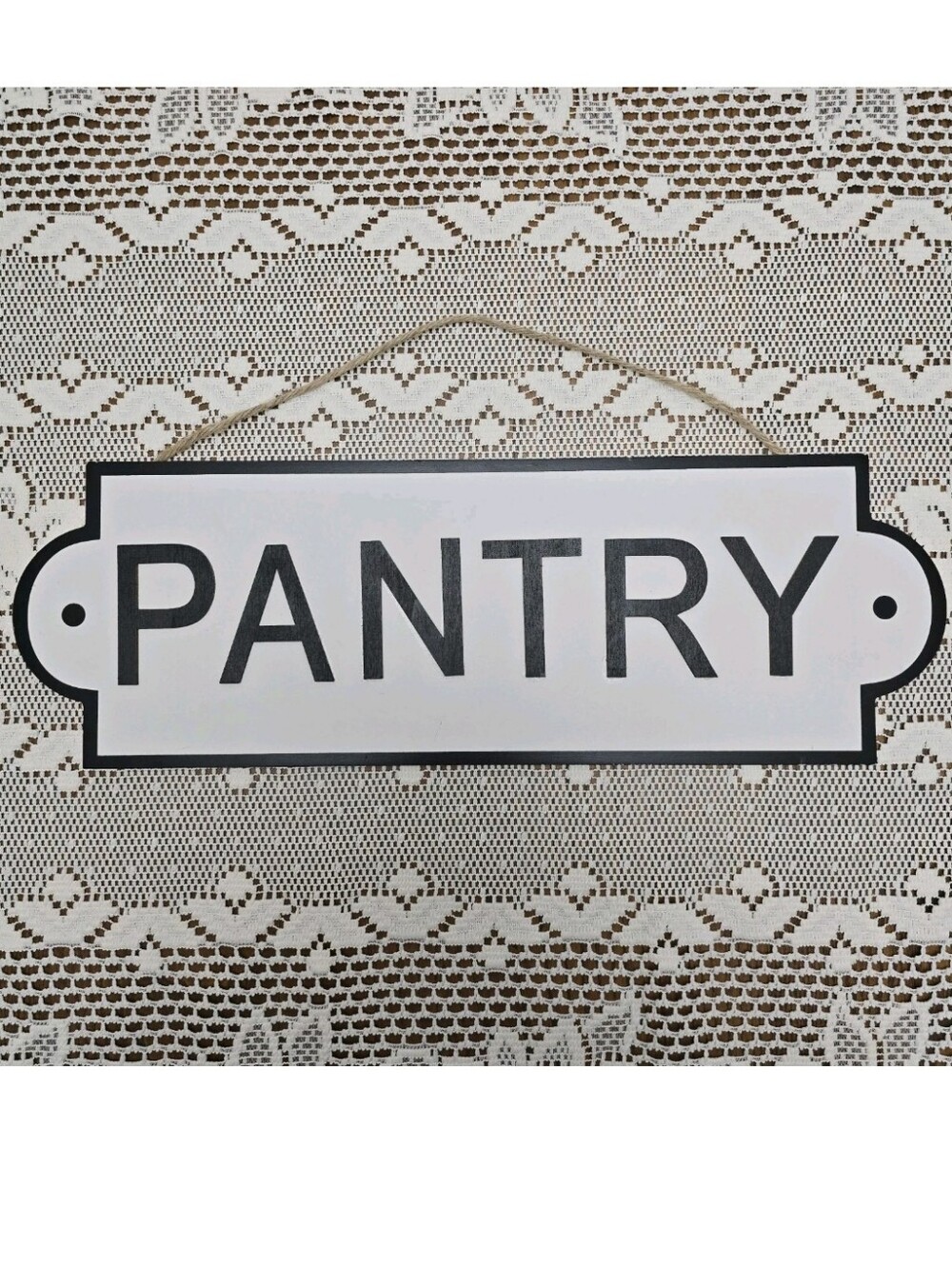 Farmhouse Pantry Wall Hanging Sign 19x6 White Black Letter Rustic Kitchen Decor
